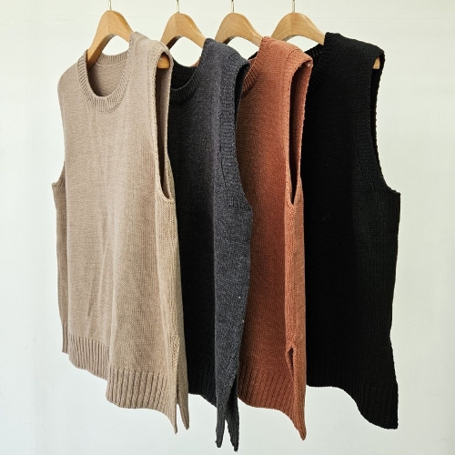 아이우먼 빅사이즈심플베스트 S905L502 베이직라운드트임조끼 EB