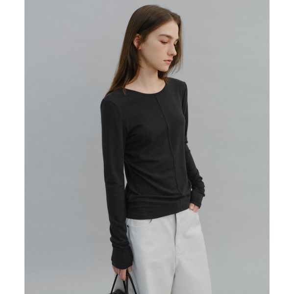 유라고 Two way U-neck t-shirt 239315 Black FREE