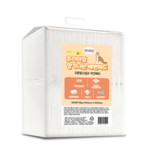 씨엔앨라이프 프리미엄 향기나는 배변패드 레몬향 18g 100매 (4개)_이미지