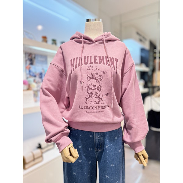 아이올리 플라스틱아일랜드 여성 고양이크롭 후드티셔츠 PQ4CL064