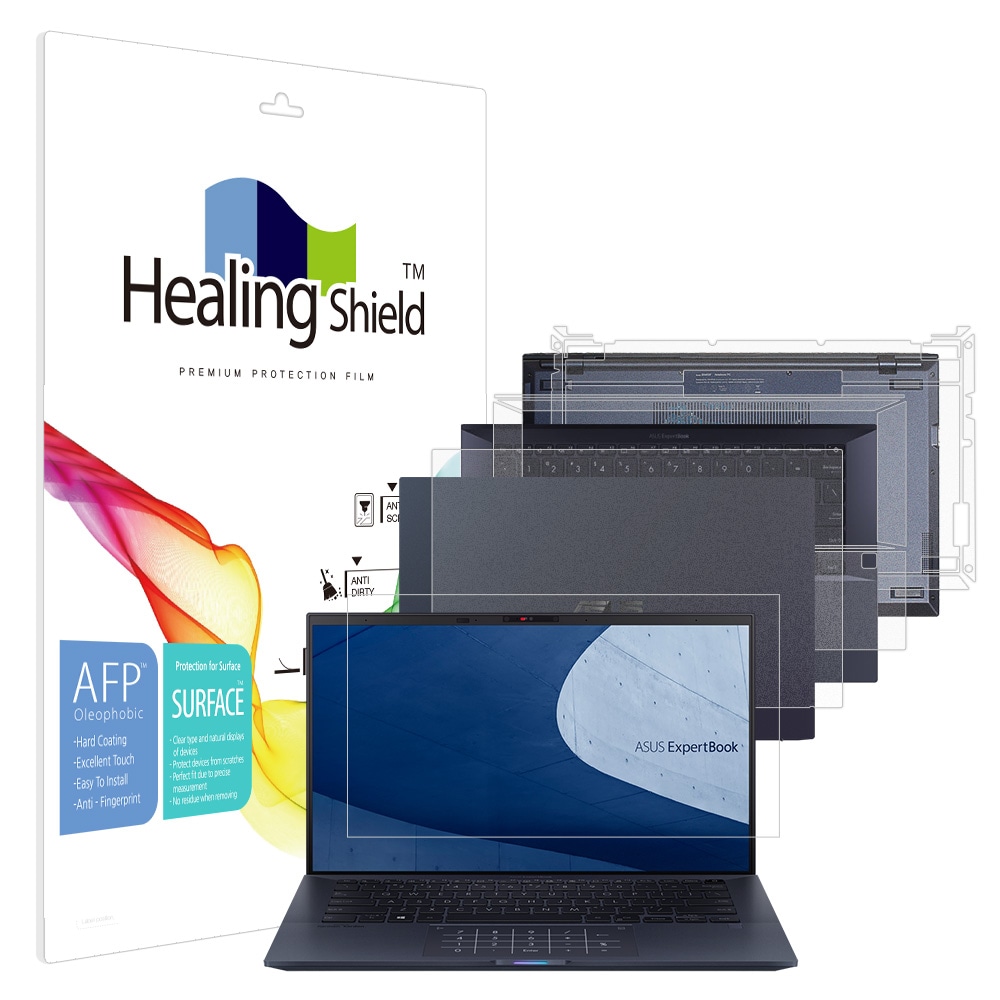 폰트리 힐링쉴드 ASUS ExpertBook B9 B9400CEA 올레포빅 고광택 (액정보호필름 + 외부보호필름 3종 세트)