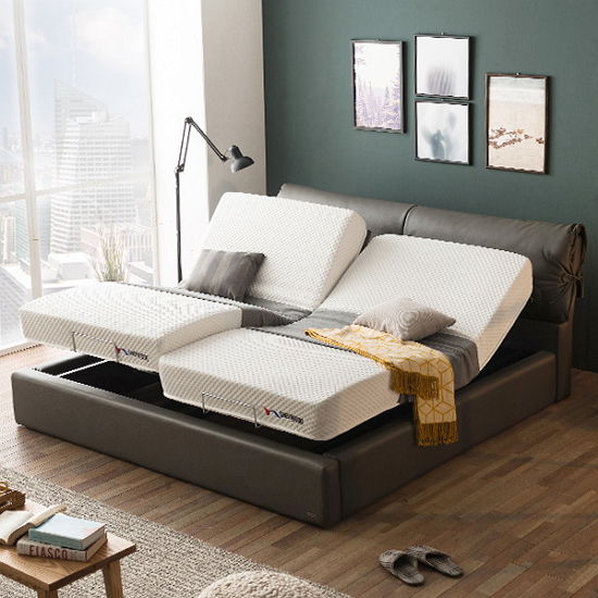 쉐우드가구 린트 드림 가죽 트윈 모션베드 S+S (18T셀텍스폼)