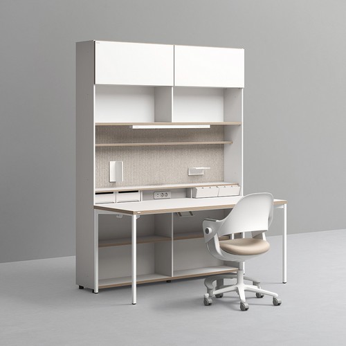 데스커 6단 멀티 책상세트+조명+도어+의자 (1600x590)_이미지