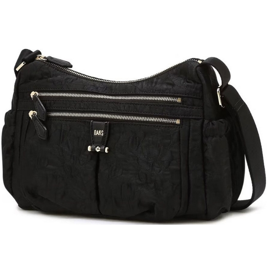 플라워 패턴 원단 크로스백_DCBA6E501BK