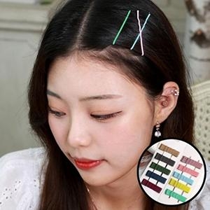셀러허브 OFK1P324옆머리핀 머리망 앞머리고정핀 물결 컬러 실삔