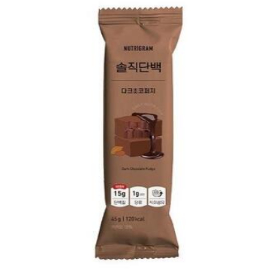 뉴트리그램 솔직단백 리뉴얼 저당 단백질 바 다크초코퍼지 6개입 270g (1개)