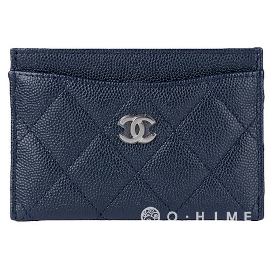 샤넬 캐비어 클래식 카드홀더 (네이비 은장)