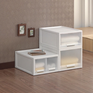 창신리빙 화인 화이트 스텝 서랍박스 40cm 1호