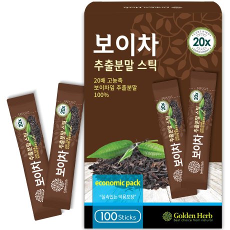 허브인코리아 골든허브 보이차 추출분말 스틱 60T (1개)_이미지