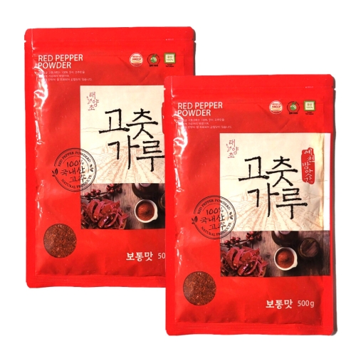 영양고추유통공사 2024년 국내산 경북 예천 태양초 고춧가루 보통맛 500g (2개)_이미지