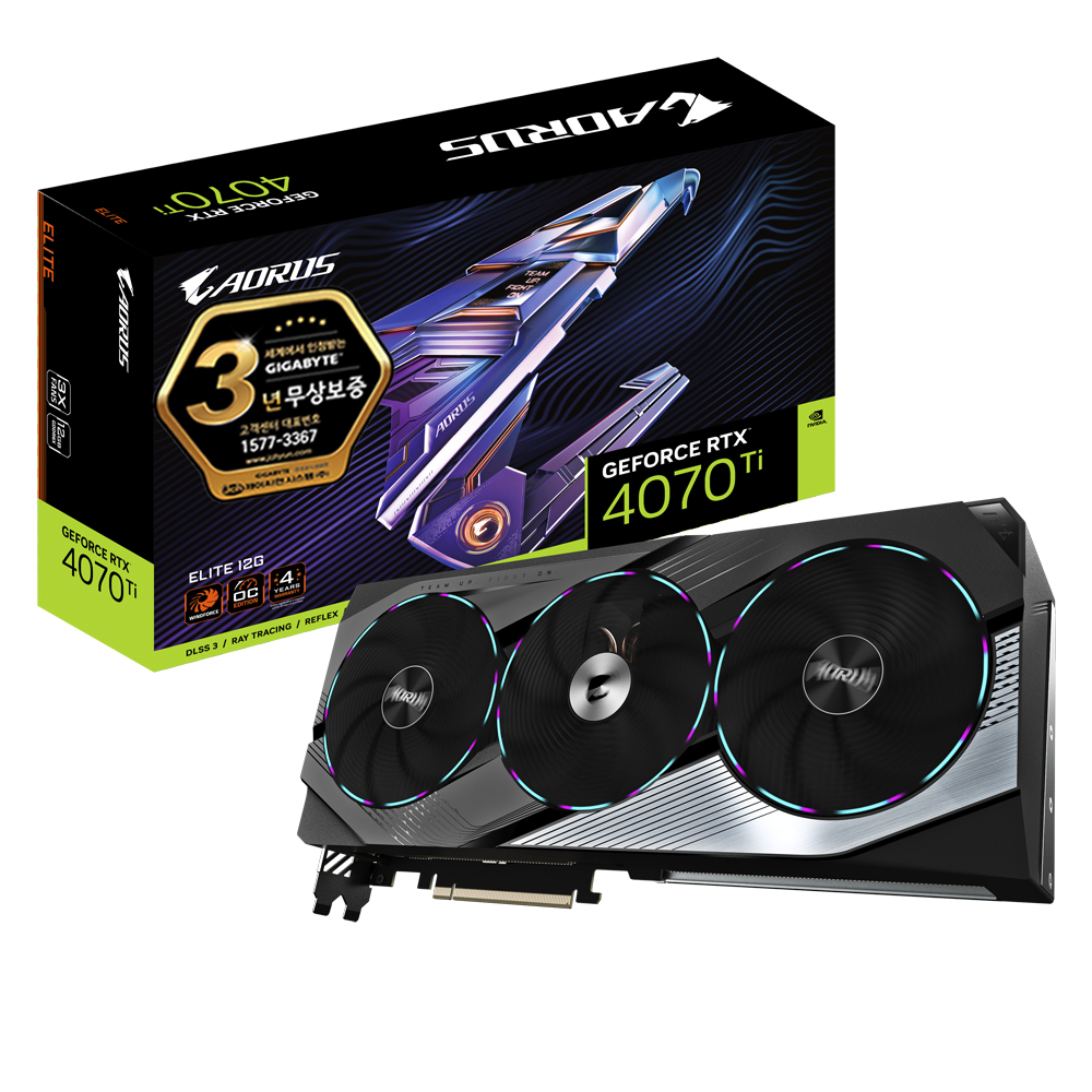 GIGABYTE AORUS 지포스 RTX 4070 Ti ELITE D6X 12GB 제이씨현