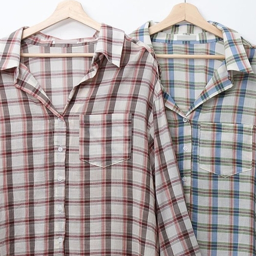 시드마켓 우디체크오픈카라셔츠 407S337S 빅사이즈 여성의류