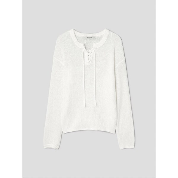 에잇세컨즈 356351WCC1 라운드넥 끈여밈 긴팔 풀오버 화이트_이미지