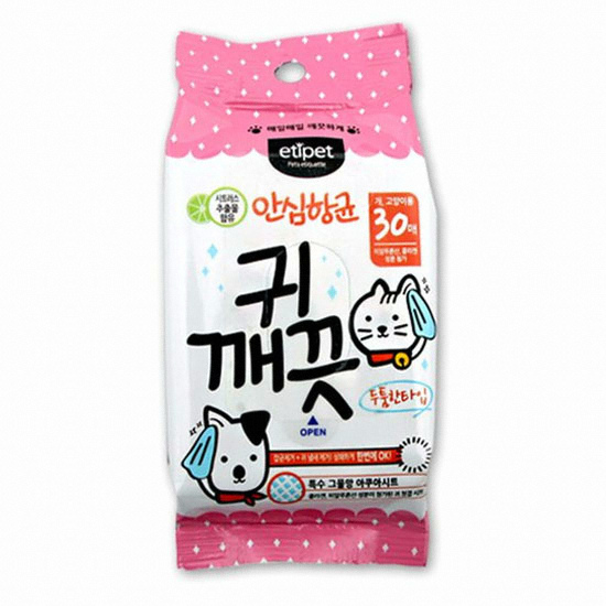 에티펫 귀 깨끗 물티슈 30매 (1개)_이미지