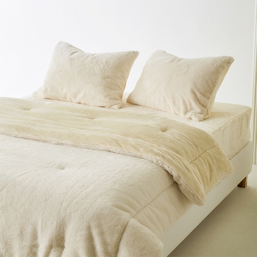 코스픽 라뽐므 누아쥬 장모 극세사 차렵이불 패드 베개커버 세트 (퀸 Q)