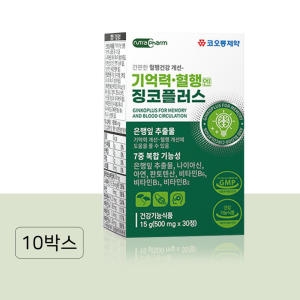 코오롱제약 기억력 혈행엔 징코플러스 500mg 30정 (10개)_이미지