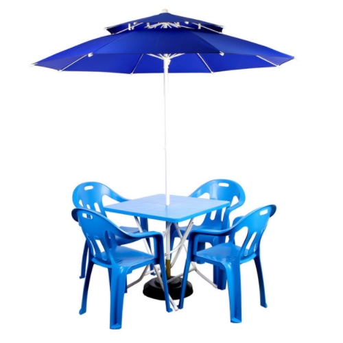 지오리빙 원터치 파라솔 사각 테이블 (팔걸이의자4개)_이미지