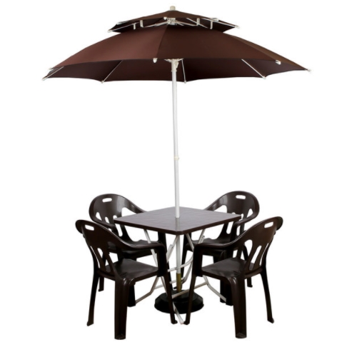지오리빙 원터치 파라솔 사각 테이블 (팔걸이의자4개)_이미지