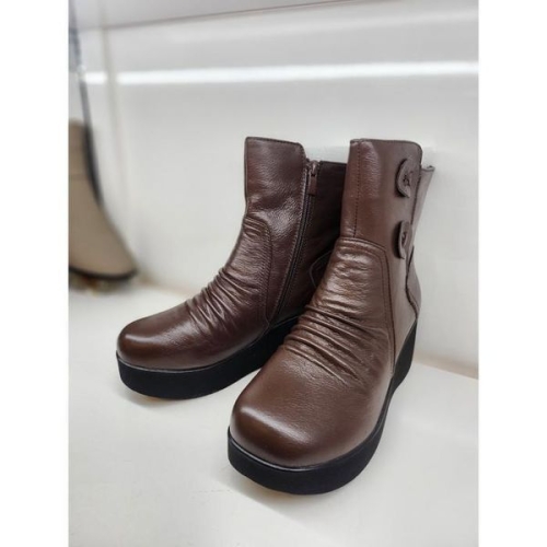 리바디 세이브존03 천연소가죽 버튼 통굽 앵클부츠 7cm AG2024R_이미지