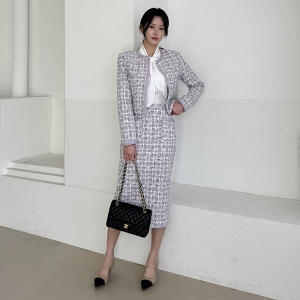 모리스커밍홈 SET 마이퍼플 트위드 스커트셋업_M2501SE003A