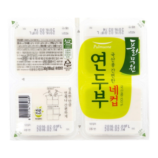 풀무원 국산콩 간편한 네컵 연두부 360g (1개)