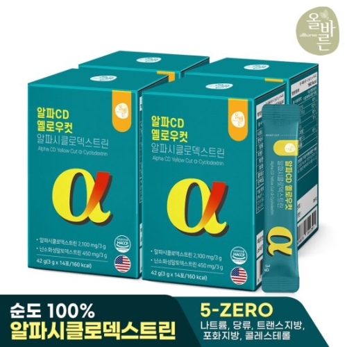 올바른 알파CD 옐로우컷 알파시클로덱스트린 3g 14포 (4개)