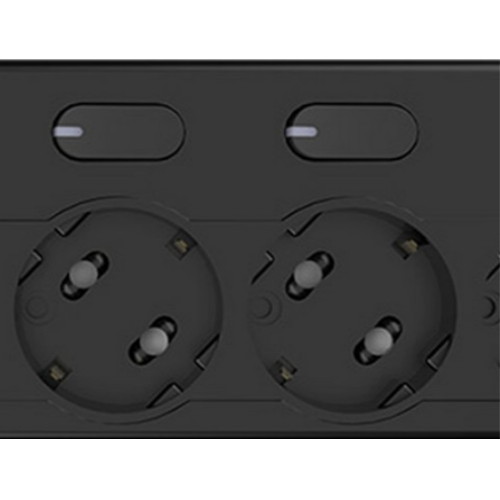 금호전기 번개표 6구 16A 메인 개별스위치 블랙 멀티탭 (5m)_이미지