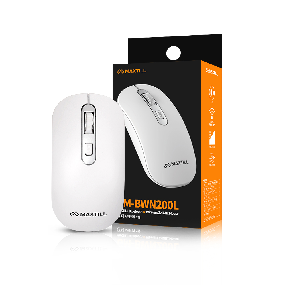 MAXTILL GM-BWN200L 무소음 블루투스 마우스 (화이트)_이미지