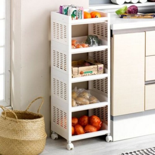 가우아이앤씨 위즈홈 이동식 트롤리 와이드 수납선반 5단