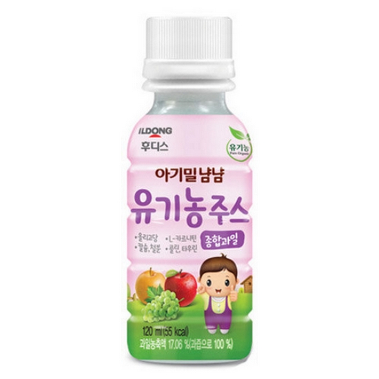 일동후디스 아기밀 냠냠 유기농주스 종합과일 120ml (24개)