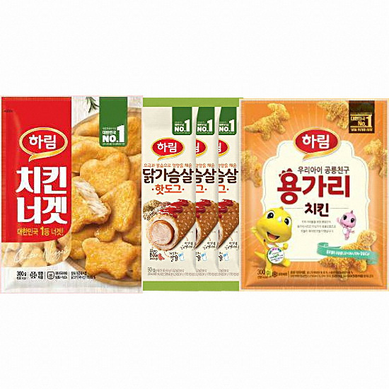 하림 치킨너겟 300g + 용가리치킨300g + 닭가슴살 핫도그 90g x 3개 (1세트)