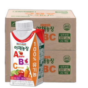 파스퇴르 100%유기농 야채농장 ABC주스190ml (40개)_이미지