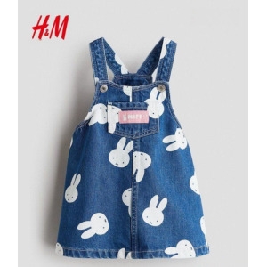 HM 2025 가을 신제품 미피 아동복 여아 멜빵 스커트 프린트 데님 1292820