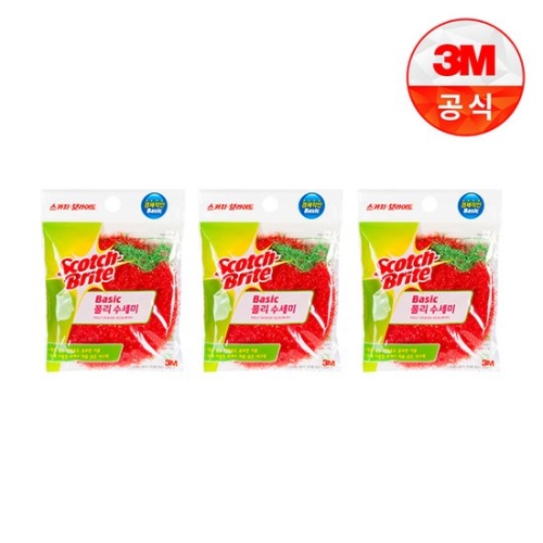 3M 스카치브라이트 베이직 폴리 수세미 (3개)_이미지