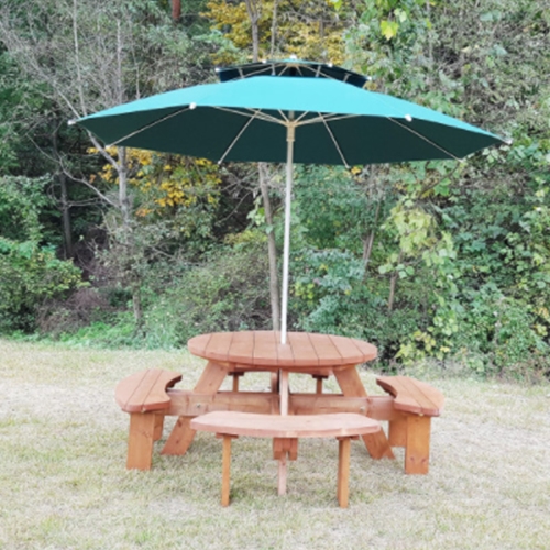 테이블공장 원형 야외 테이블 1200 (벤치4개)_이미지