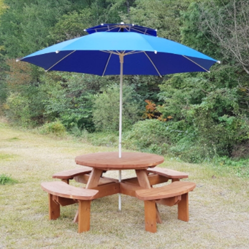 테이블공장 원형 야외 테이블 1200 (벤치4개)_이미지