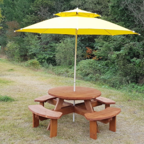 테이블공장 원형 야외 테이블 1200 (벤치4개)_이미지