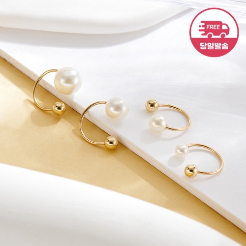 14K 심플 C자 진주 피어싱 한쪽 JAE40492