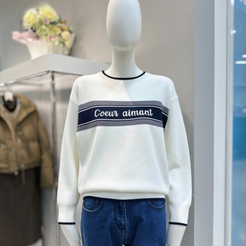 더틸버리 배색 레터링 라운드넥 풀오버니트 MTR2M1PO54W_DG