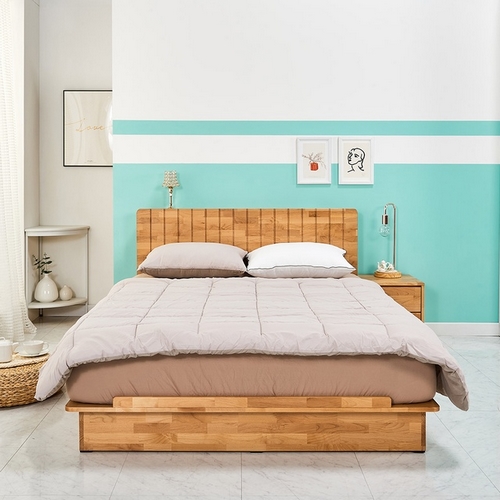 인우드 평상형 루버 1200 엘다 원목 LED침대 SS (매트별도)_이미지