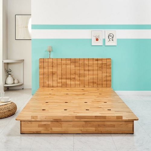 인우드 평상형 루버 1200 엘다 원목 LED침대 SS (매트별도)_이미지