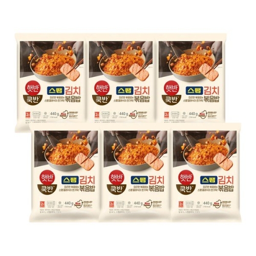 CJ제일제당 햇반 쿡반 스팸 김치 볶음밥 440g (6개)