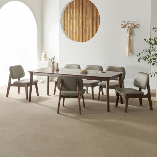 라로퍼니처 레스트 고무나무 원목 낮은 패밀리 식탁 1900 (의자6개)_이미지