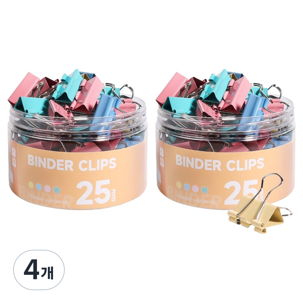 동아피엠에스 서류집게 더블클립 컬러혼합 25mm (4개)_이미지