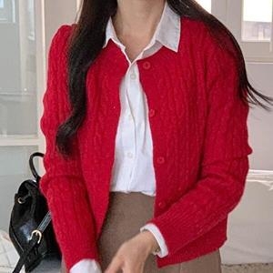 패션 VY 여자 꽈배기 개강룩 가디건_WJK22315