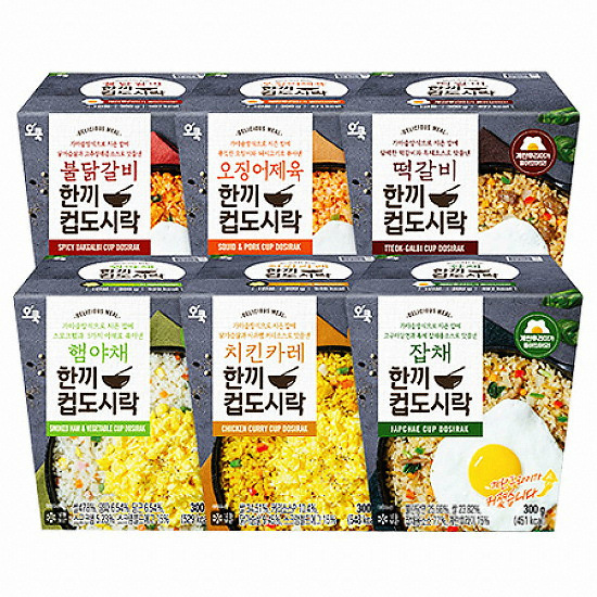 오쿡 한끼 컵도시락 고기볶음 세트 (6팩)_이미지