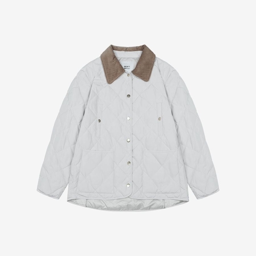 베스띠벨리 여성 코듀로이 배색 카라 덕다운 퀼팅 점퍼 BLDJX7182_이미지