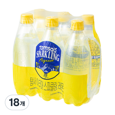 탐사 아쿠아 스파클링 레몬 무라벨 500ml (18개)_이미지