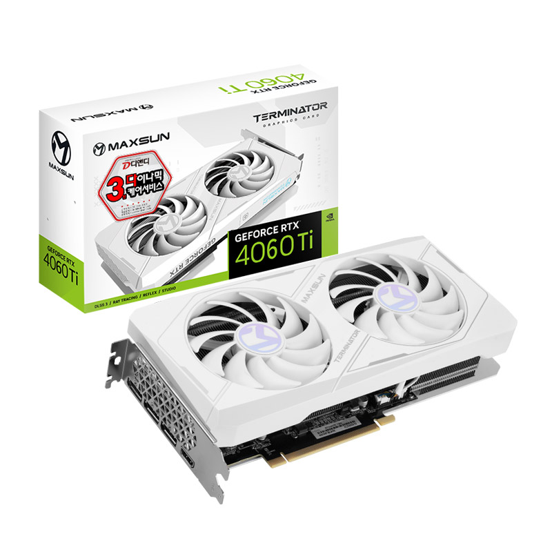 MAXSUN 지포스 RTX 4060 Ti 터미네이터 D6 8GB 스노우화이트_이미지