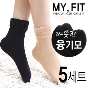 온세상 융양말 밍크양말 5켤레 방한양말 겨울양말 앵클삭스_이미지